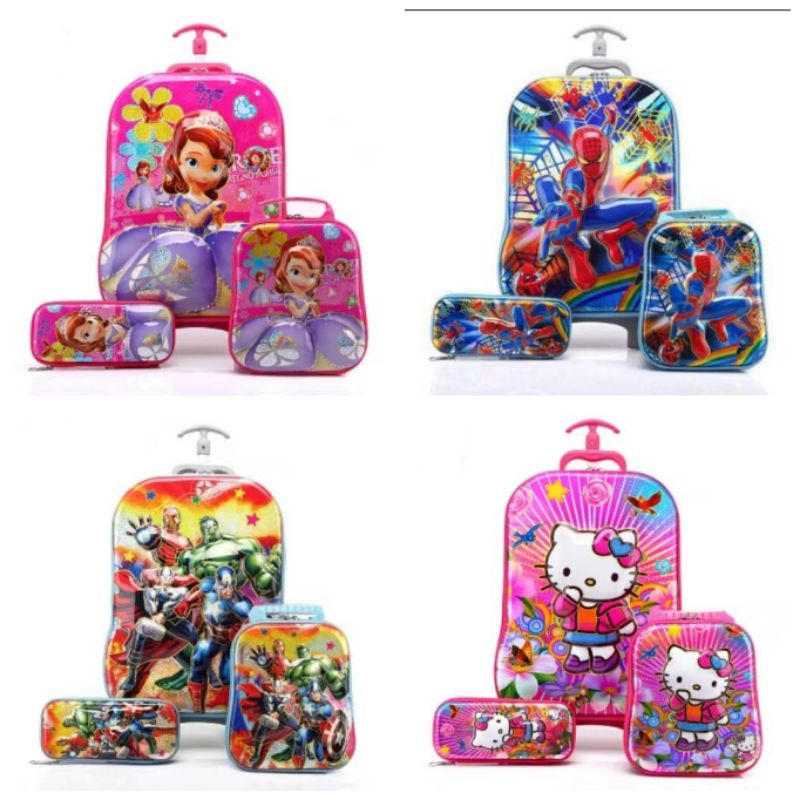 [Ready Stock] 16'' Cartoon Trolley School Backpack 3 in 1 Kids Backpack ...