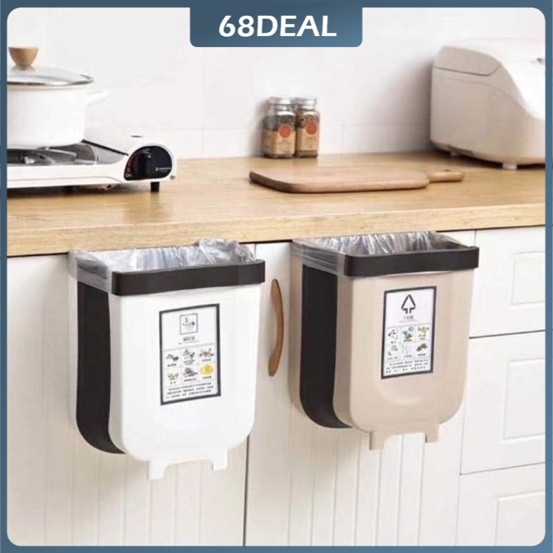 【Johor Stock】Wall-mounted Foldable Trash Can Portable Kitchen Cupboard ...