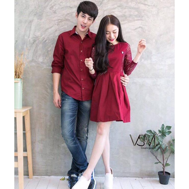 Couple shirt dress Set men s and women s couple outfit Korean shirt dress wedding shoot travel party Shopee Malaysia