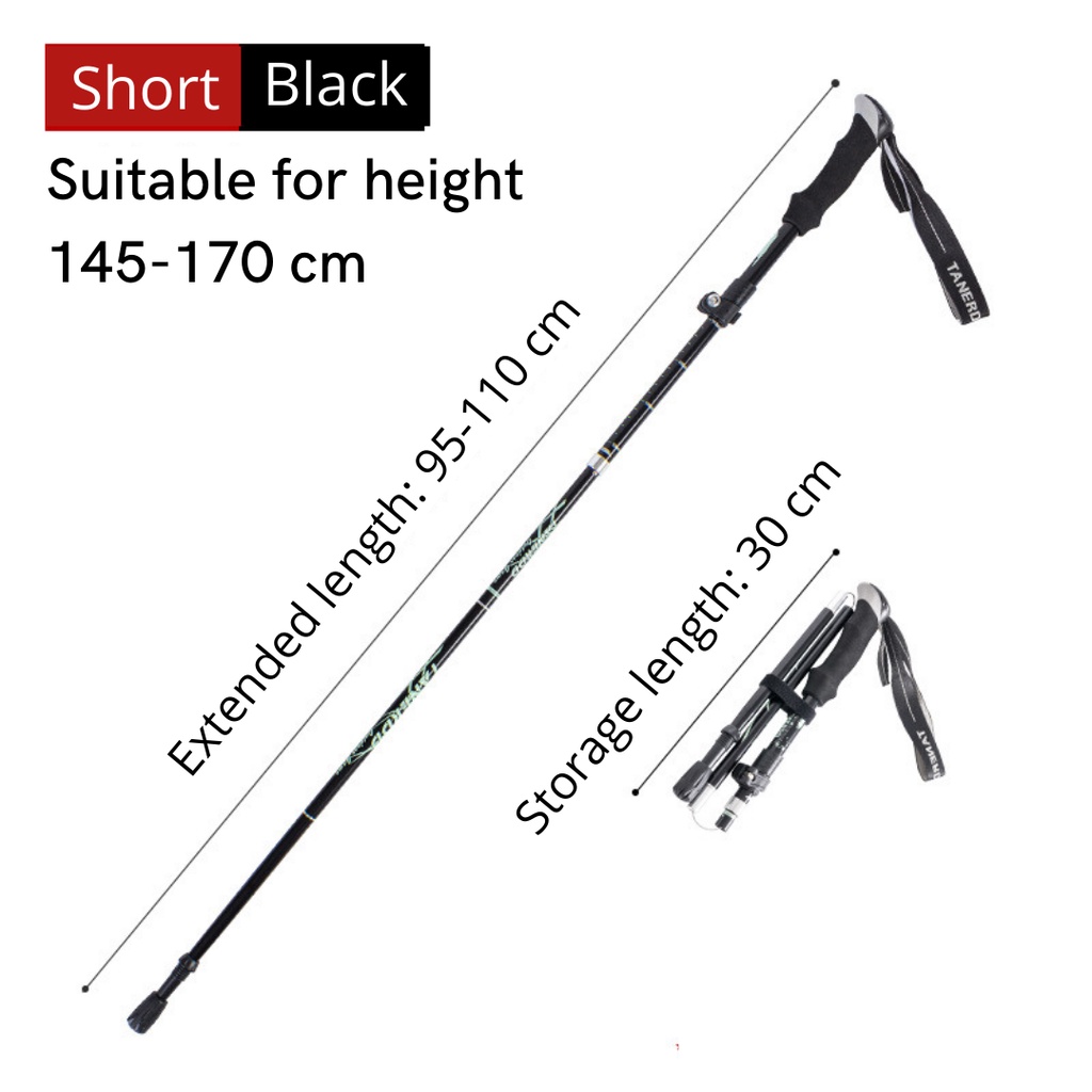 Foldable 4Sections Hiking Stick Adjustable Aluminum Alloy Trekking