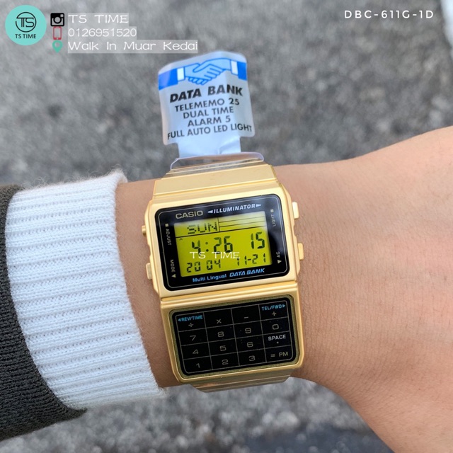 CASIO Watch Gold Color Data Bank DBC 611 and DBC 611G 1 Shopee Malaysia