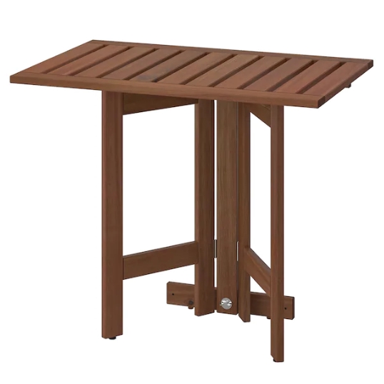APPLARO Gateleg table for wall, outdoor, brown stained, 80x56 cm ...