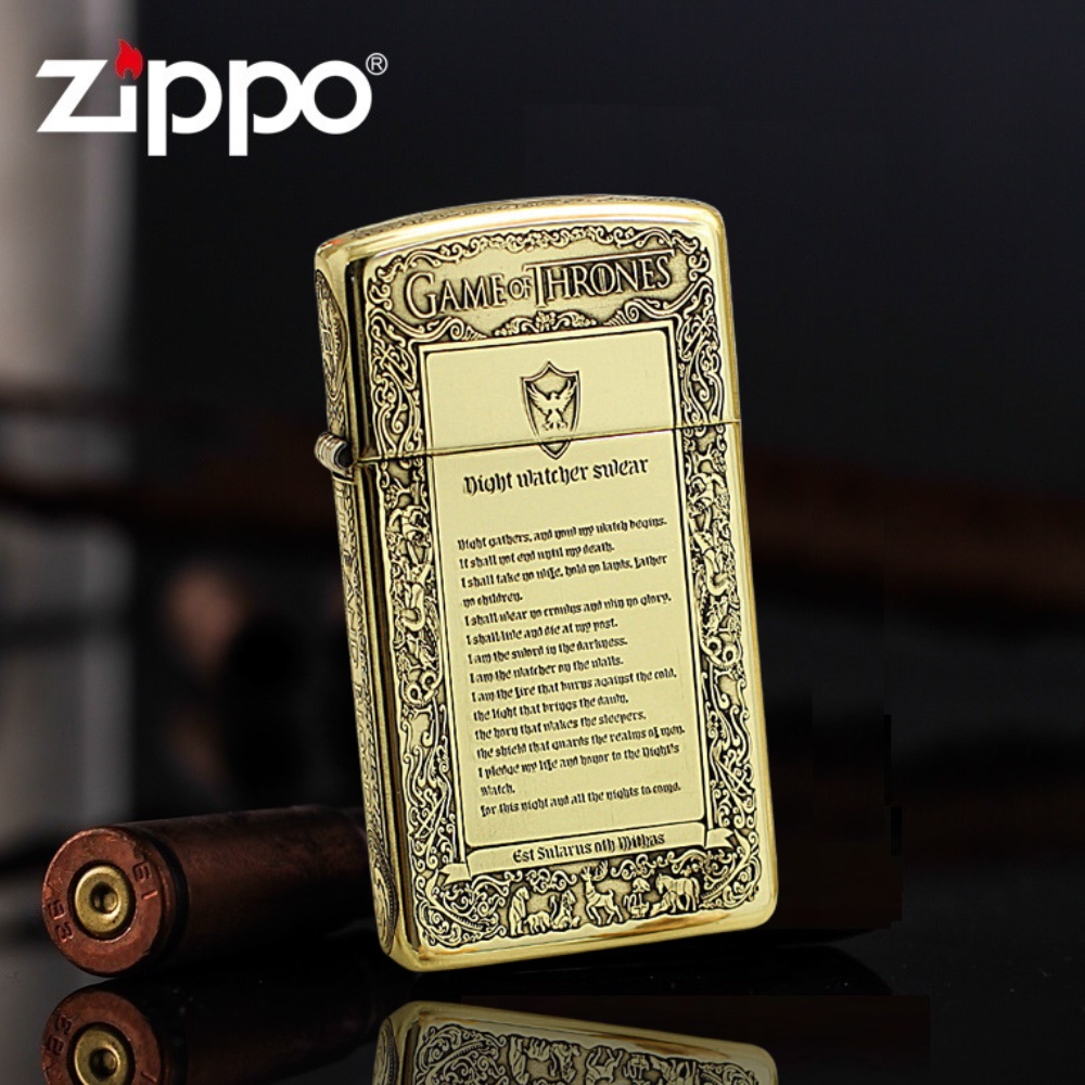Slim Etching Brass Armor Game of Thrones Zippo Lighter Shopee Malaysia