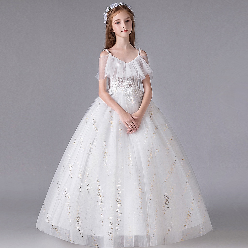 NNJXD Girls Dresses for Party Wedding Dress Princess Sequins Tulle Long ...