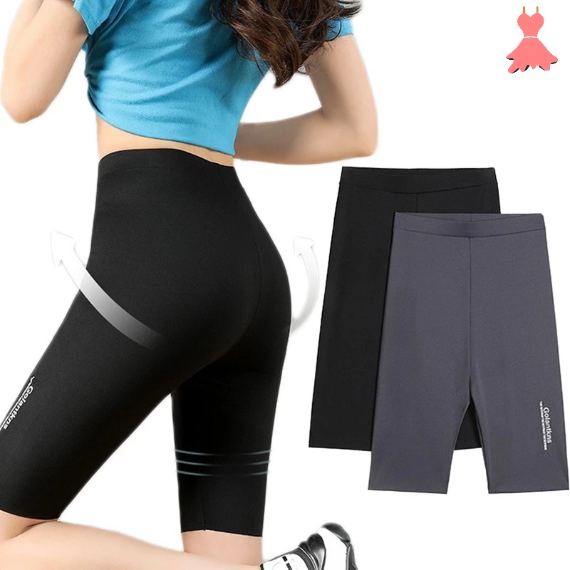 High Waist Yoga Five-point Pants / Women Elastic Fitness Sports Pants /  Summer Running Leggings