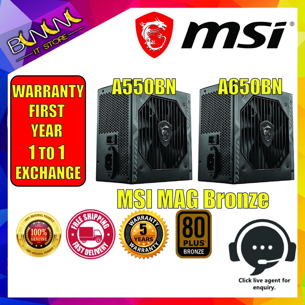 MSI MAG A650BN 650W 80+ BRONZE POWER SUPPLY