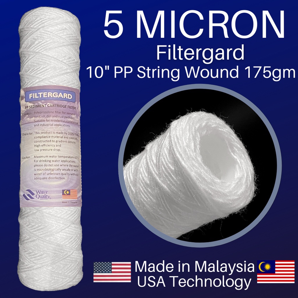 Filtergard PP String Wound 10"/20", 5 Micron filter cartridge | Shopee ...