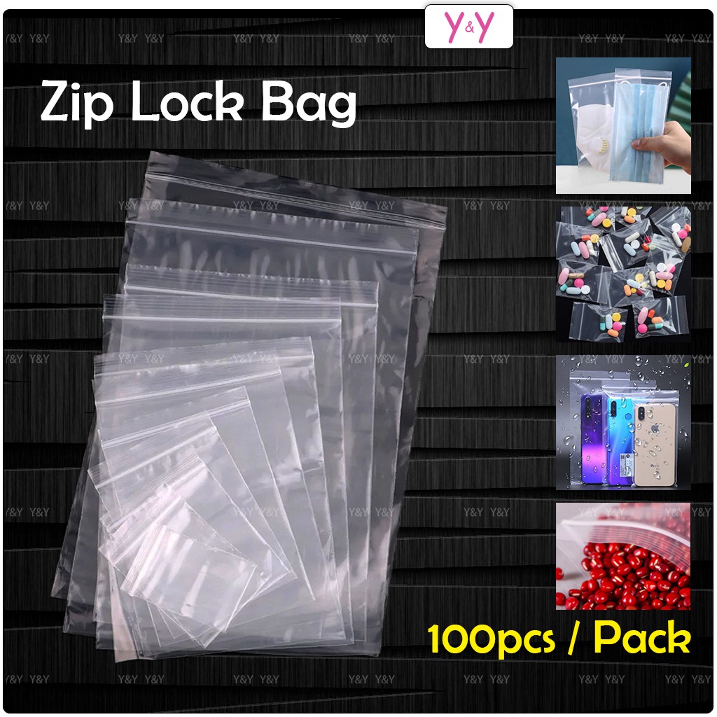 【SMALL & MEDIUM】100pcs Plastic Zip Lock Zipper Bag / Packaging Plastic ...