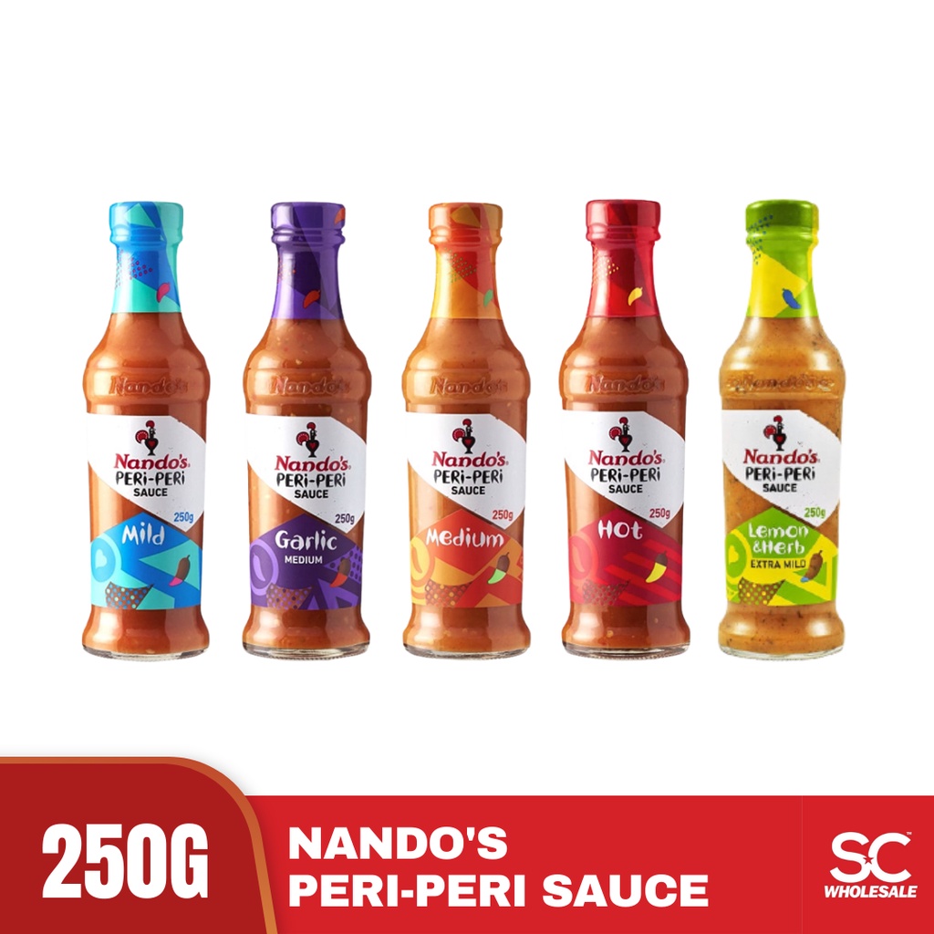 Nando's PERi-PERi Sauce Garlic / Lemon & Herb / Medium / Hot / Extra ...