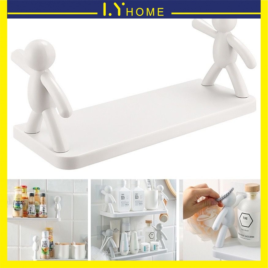 Single Layer Wall mounted shelf No Drill Rack Bathroom Rack Kitchen ...