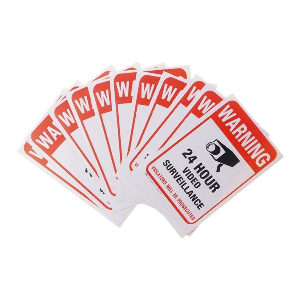 10PCS Surveillance Security Camera Video Sticker Warning Decal Sign 10 ...