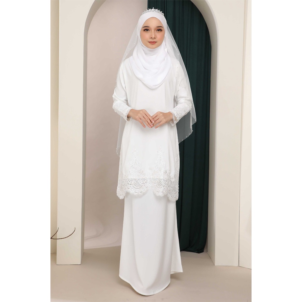 Dreamyza Amna Embroidered Border Lace Brides Baju Kurung Nikah Tunang ...