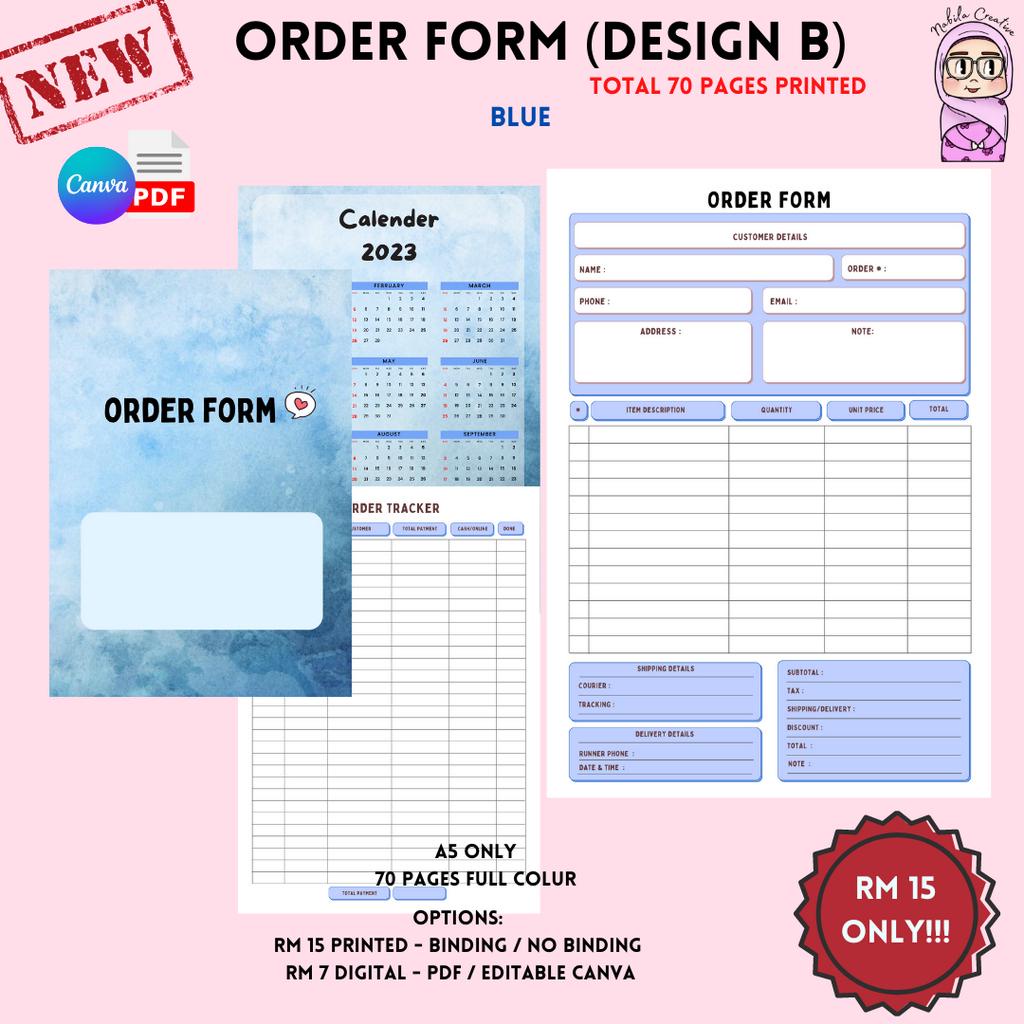 [FREE GIFT] ORDER FORM DESIGN B PRINTED TEMPLATE FOR SMALL BUSINESS ...