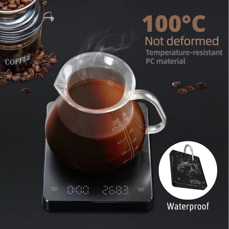 1Pc Coffee Scale with Timer 3kg/0.1g High Precision Pour Over Drip Espresso  Scale with Back-Lit LED Display (Batteries Not Included)