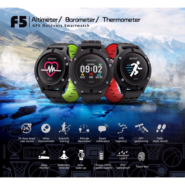 NEW GPS Smart watch Altimeter Barometer Thermometer ip67 Waterproof heart rate