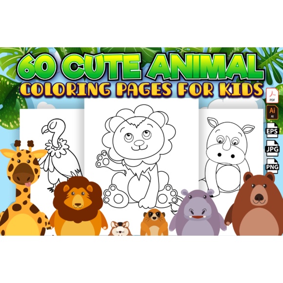 KDP Cute Animals Coloring Pages for Kids Interior Graphic For Low ...