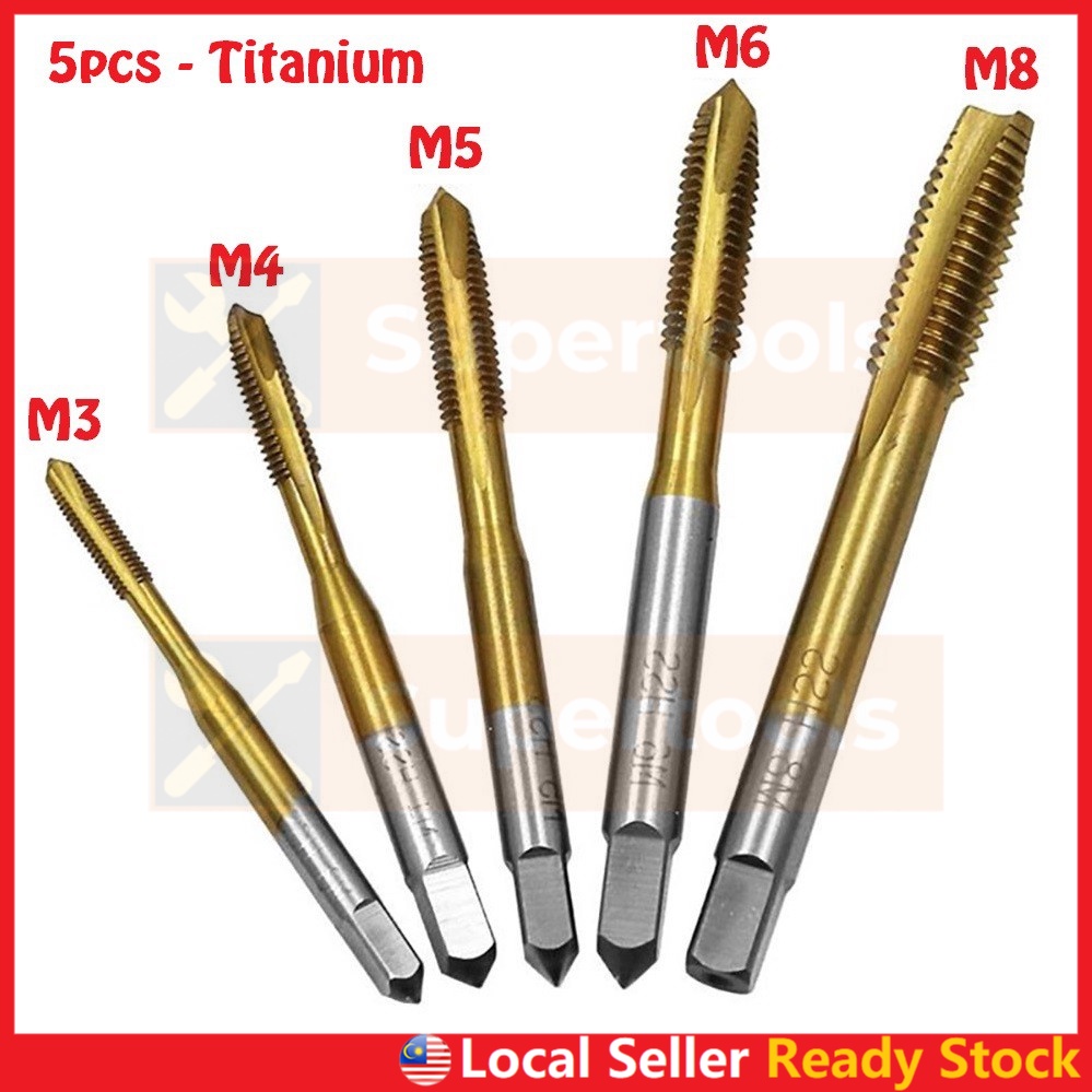 Screw Tap Drill Bit Straight Flute Groove Steel HSS Titanium Hand