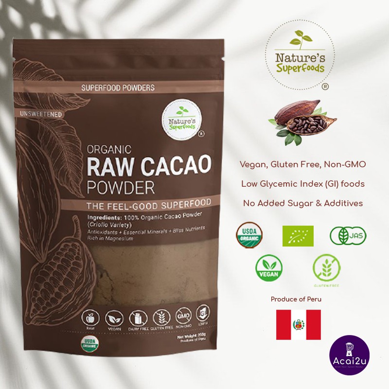 Nature's Superfoods Organic Raw Cacao Powder, 250g/ 500g Resealable ...