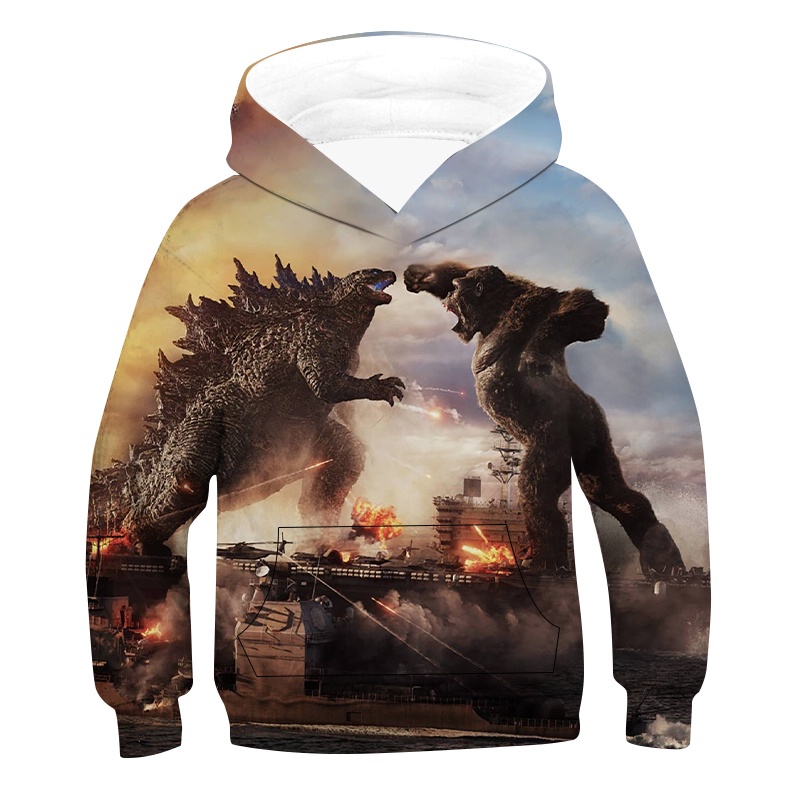 New Stock 4 Styles Godzilla Vs. King Kong Printing Children s Autumn Fashion Jacket Hoodie Children Sweater Shopee Malaysia