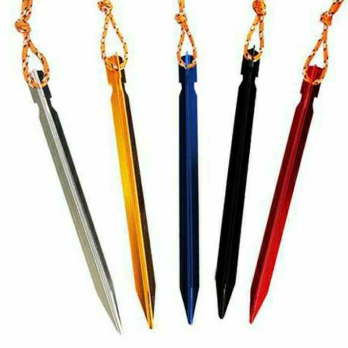 7 Inches Aluminium Alloy Tent Stakes Pegs with Reflective Rope Outdoors ...