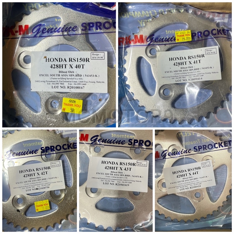 RKM Sprocket RS150 428 Rear Sprocket HONDA 428HT RS150R RS | Shopee ...