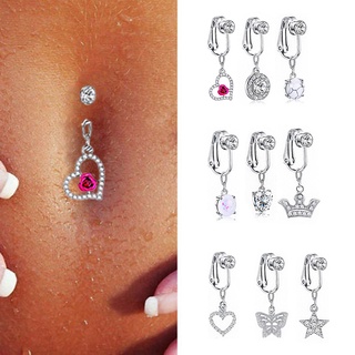 Clip Butterfly Faux Belly Piercing Fake Belly Ring Navel Rings Body Jewelry  1pc