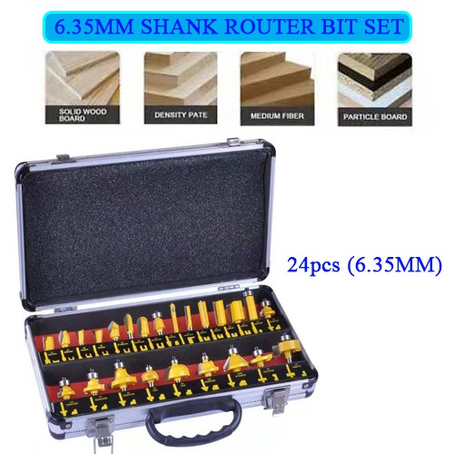 (6.35MM SHANK) 24PCS Router Bit Set Trimming Machine Tool for Electric ...