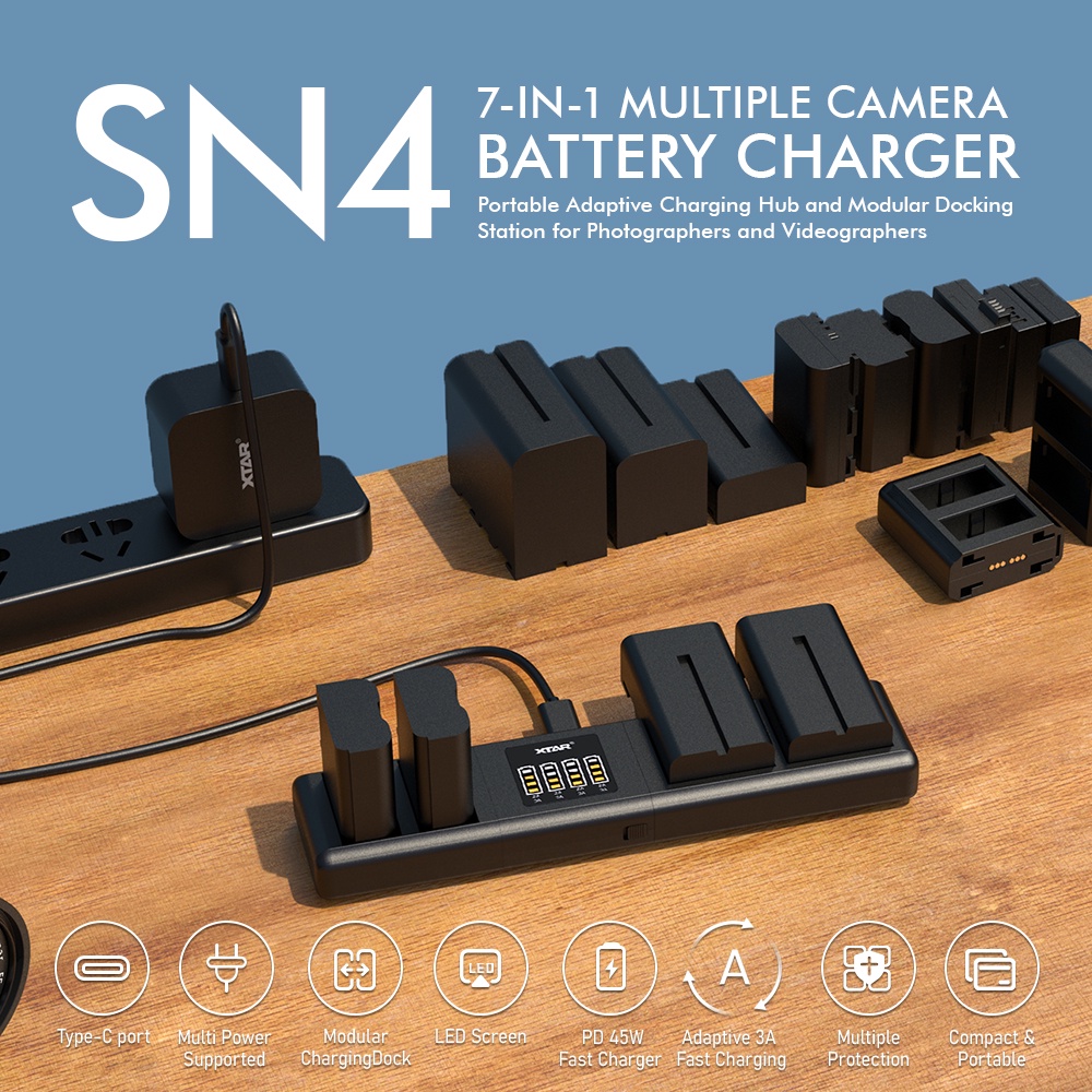 XTAR SN4 11in1 Multiple Camera Battery Charger with 3A Maximum Current ...