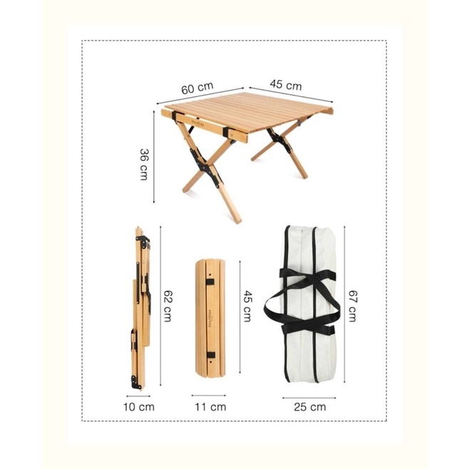 MOUNTAINHIKER Camping Wooden Table Solid BEECH Wood Table Egg Roll