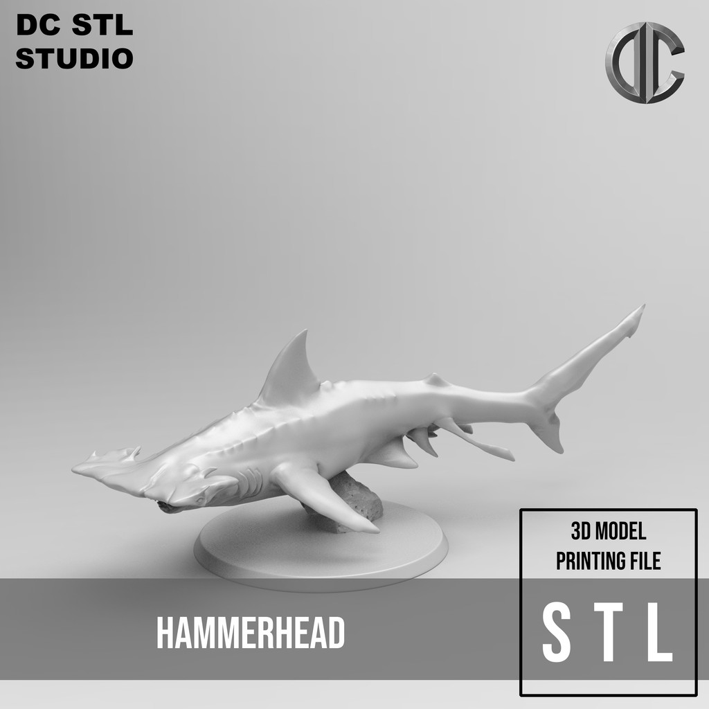 A171 Legendary creature design, Hammerhead shark statue, STL 3D model