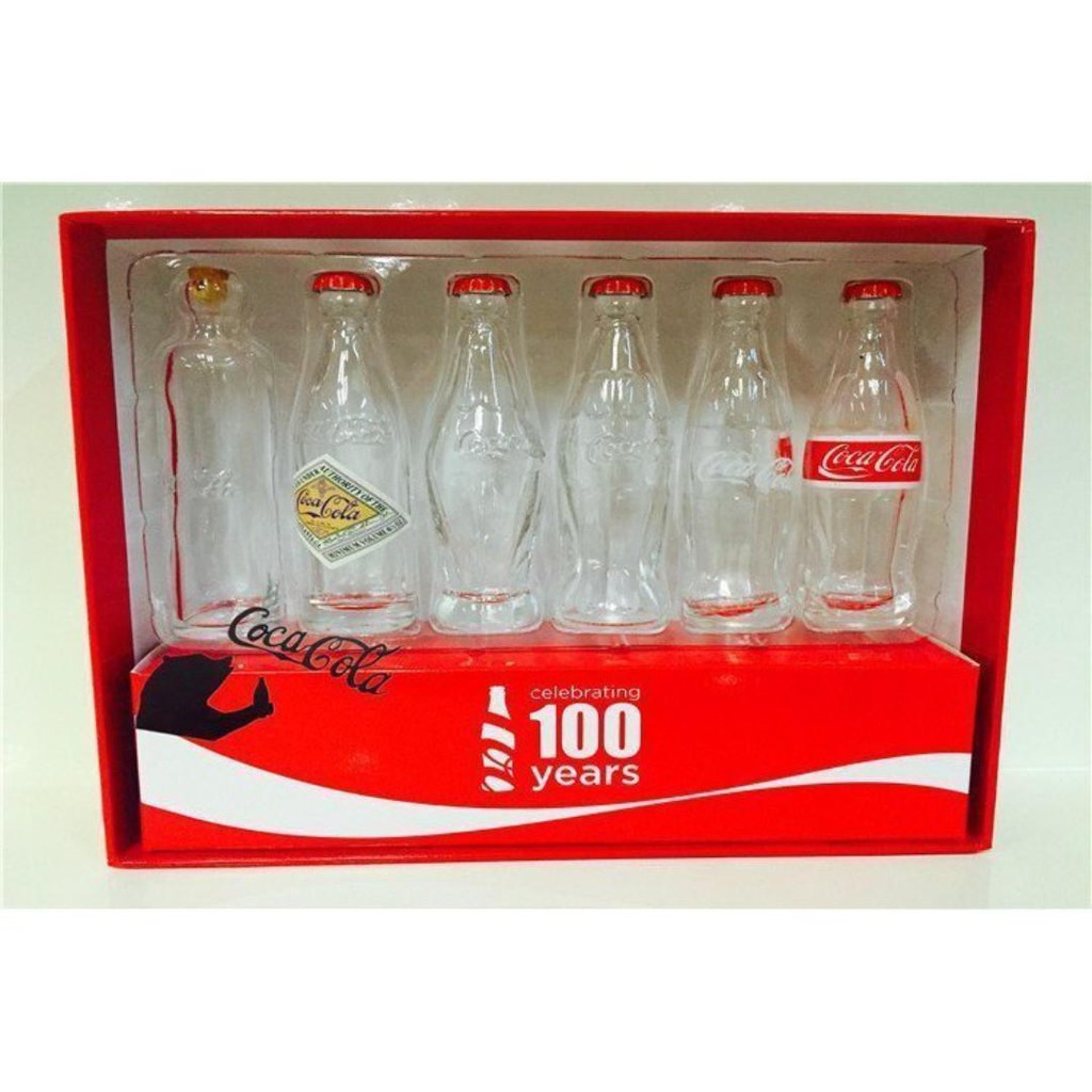 Coca Cola 100 Years Anniversary Mini Glass Bottle Collection Set