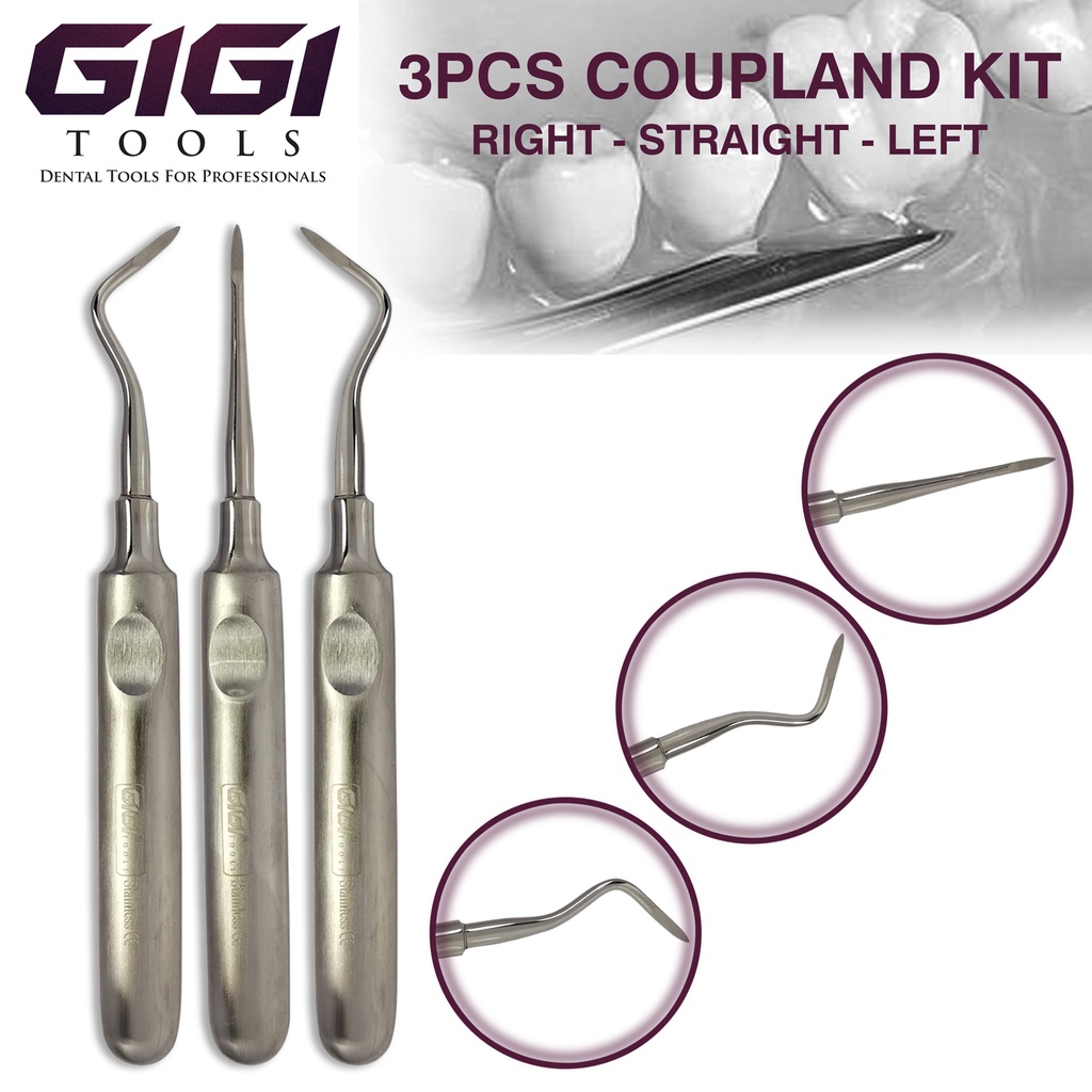 GIGI TOOLS Dental Root tip Elevators Set Regular Left & Right and Straight Dental Root Elevators