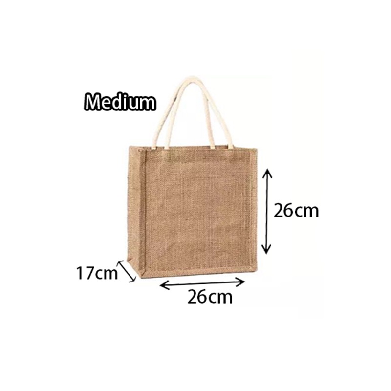 🔥Ready Stock🔥Reusable Burlap Tote Women Jute Shopping Grocery Bag with ...
