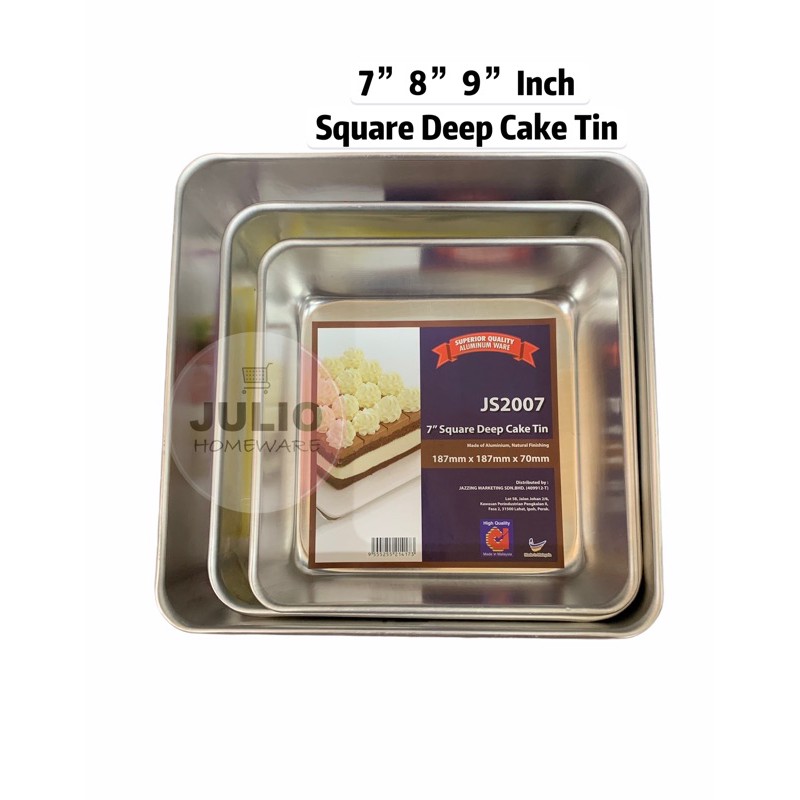 7/8/9 Inch Aluminium Square Deep Cake Tin Mould Square Cake Tray ...
