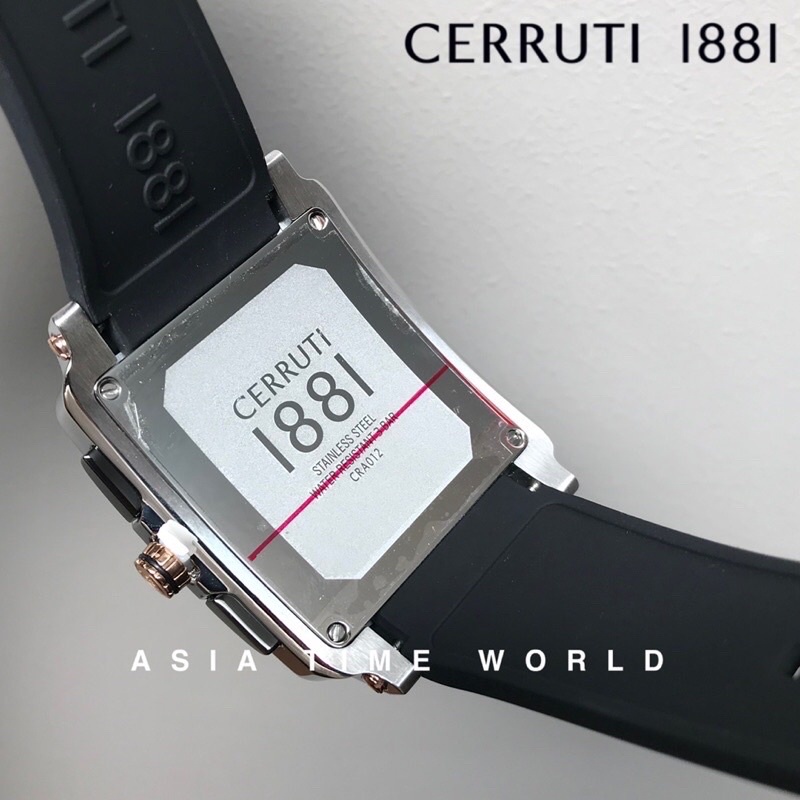 Ready Stock ORIGINAL Cerruti 1881 CTCRA012 Square Design Silicone Rubber Water Resistant Chronograph Men s Watch