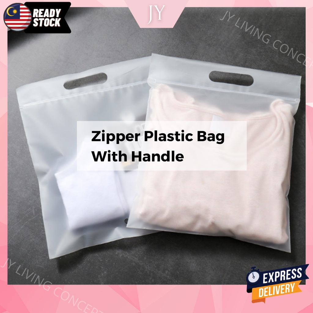 Plastic bag with zipper best sale and handle