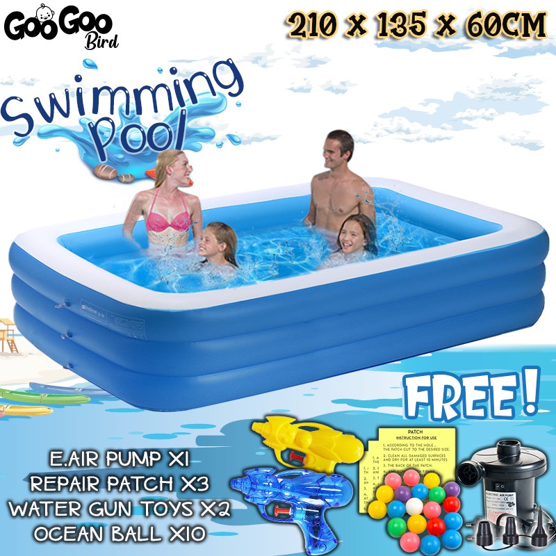 GooGoo Bird 7 Sizes Inflatable Swimming Pool Extra Large Rectangle Kids ...