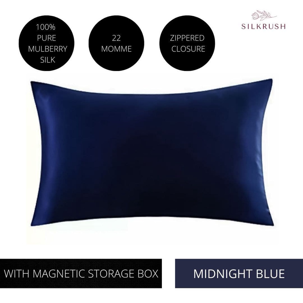 Silkrush 100 Pure Mulberry Silk Pillowcase Both Side 22 Momme Midnight