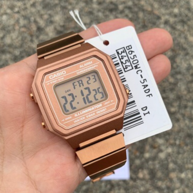 CASIO DIGITAL ROSEGOLD B650WC 5A square rose gold ready stock