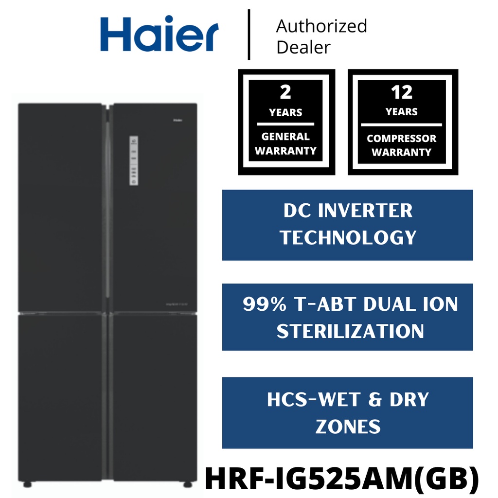 Haier Inverter 4 Door Glass Series Refrigerator (516L) HRFIG525AM(GB