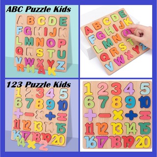 🔥Malaysia Stock🔥 ABC / 123 Puzzle Kids Board Wooden Learning