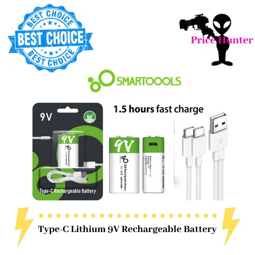 Smartools Type-C Lithium 9V Rechargeable Battery | Shopee Malaysia