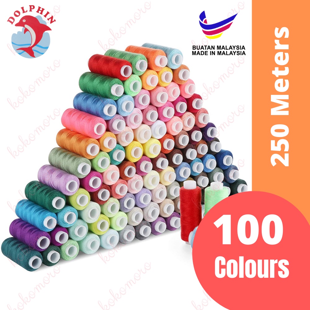 Dolphin Sewing Thread 250 Meter 100pcs / Dolphin Benang Jahit 100pcs ...