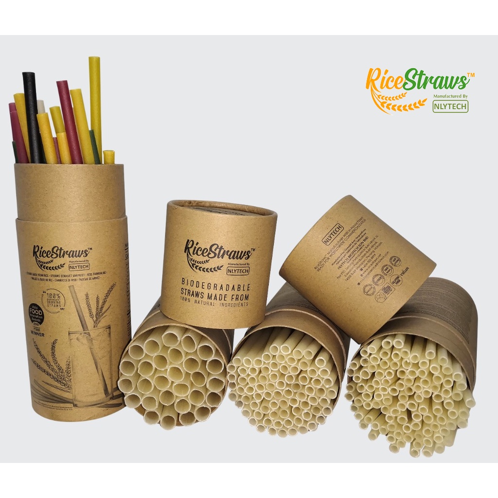 RiceStraws 100% Biodegradable Drinking Straws - 8.0mm Mixed Colors ...