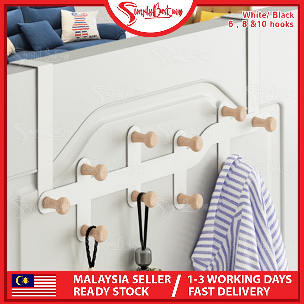 SIMPLYBEST Over The Door Hook Hanger Metal Hook Clothes Organizer ...