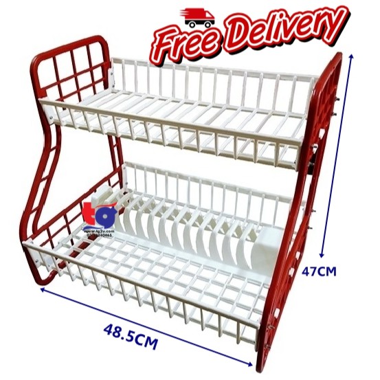 Plastic Dish Rack 2 Tier / Dish Drainer / Kitchen Rack / Rak Pinggan ...