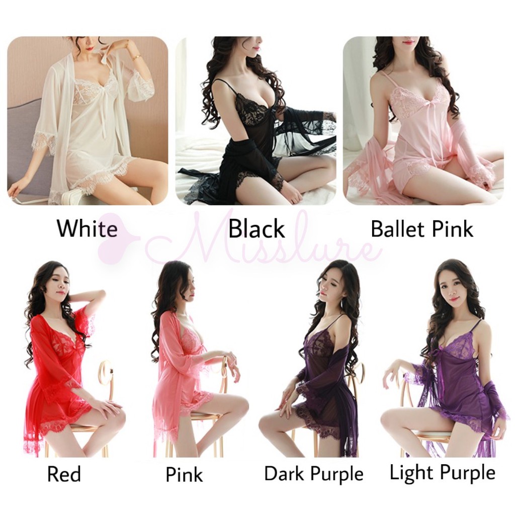 Baju Perempuan Misslure【malaysia Stock】7 Colours Sexy Bathrobe Set