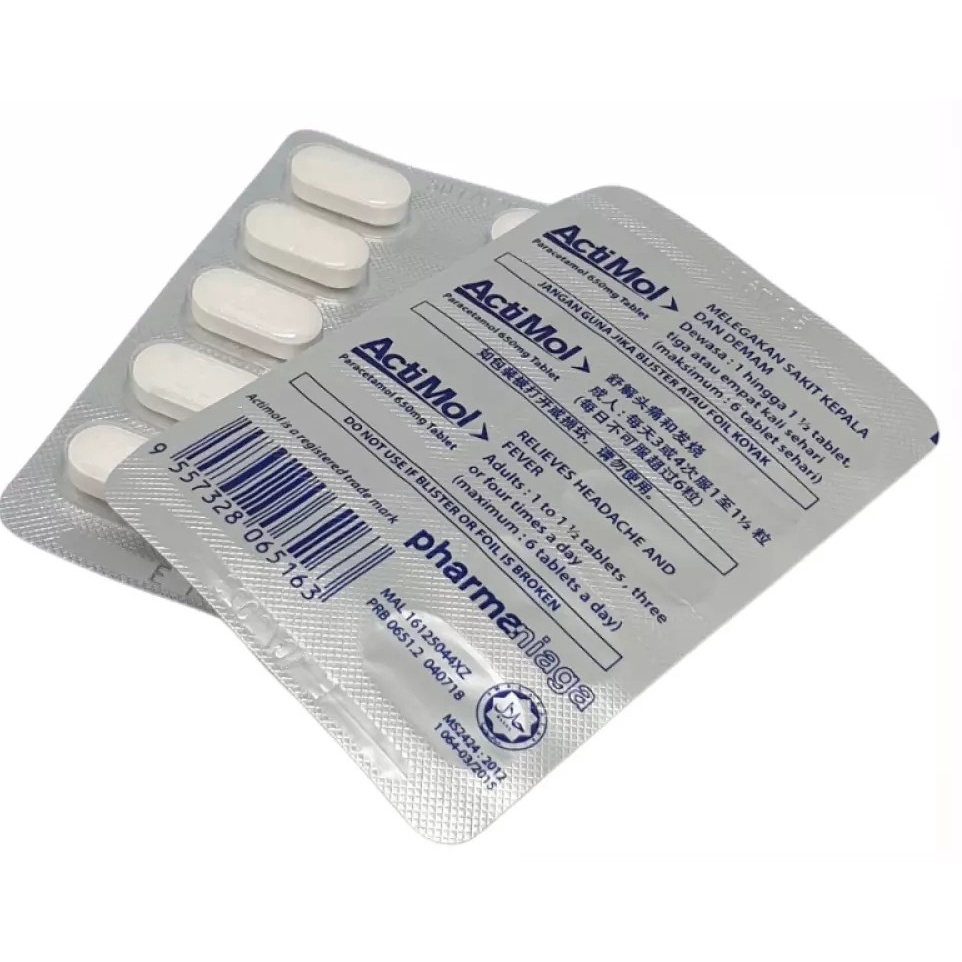 PHARMANIAGA PARACETAMOL ACTIMOL 650MG 10'S TABLET (1 STRIP) | Shopee ...