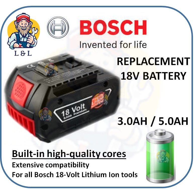 Replacement battery for online bosch 18v