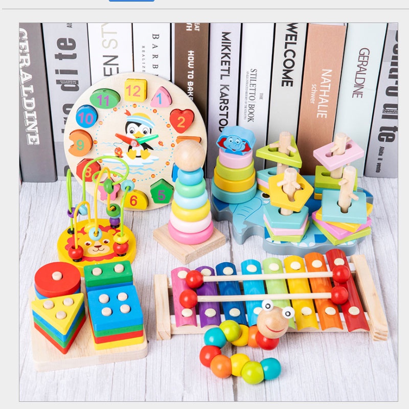 Early Learning Montessori Building Blocks Wooden Educational Toys Kids ...